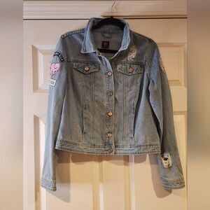 BoomBoom Jeans Ivory Ella distressed denim button up jacket L